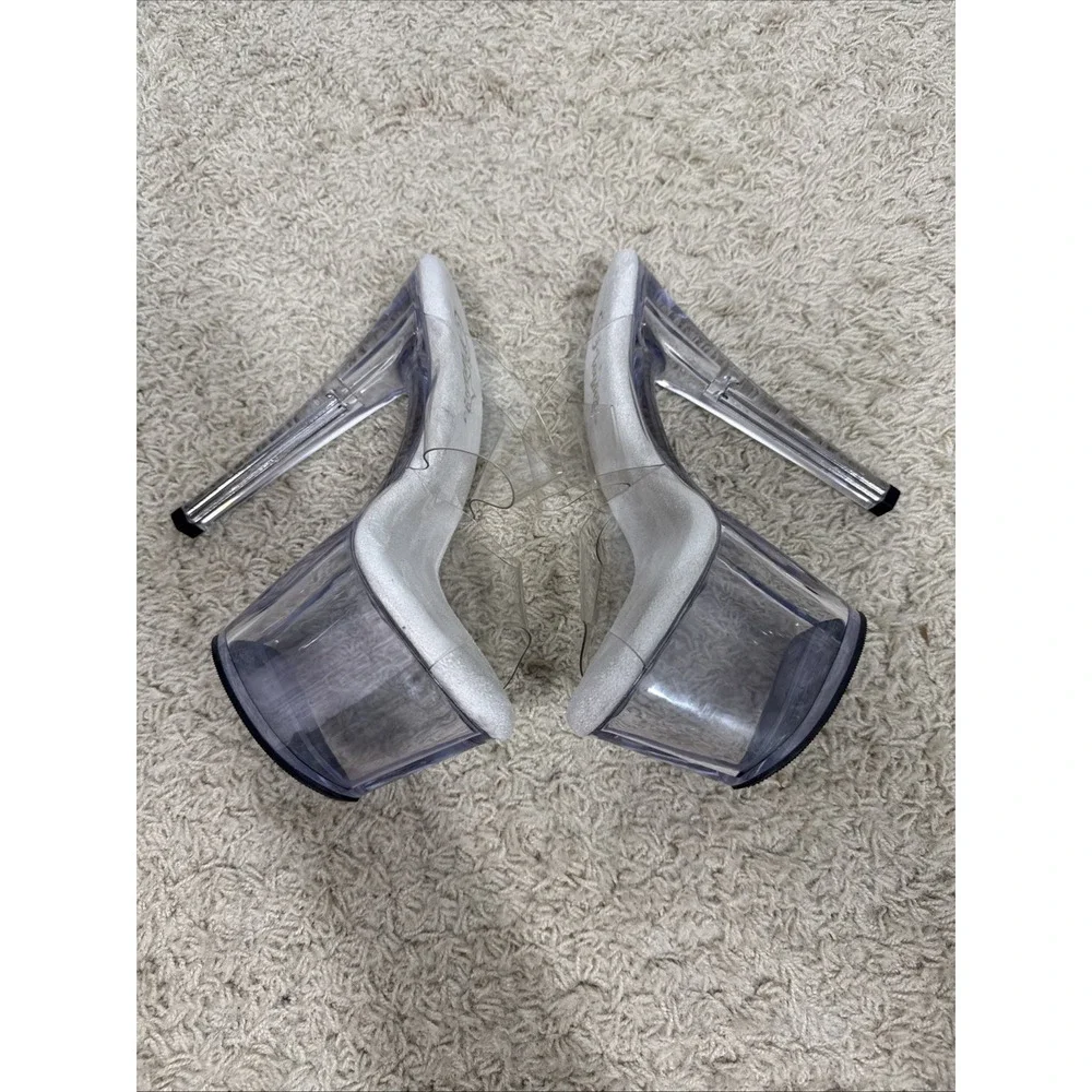 Pleaser Sky High 302 Clear Platform Heels Exotic Dancer Stripper Sexy Women's 8